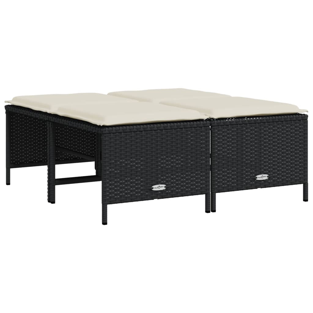 vidaXL 5-delige Loungeset met kussens poly rattan zwart
