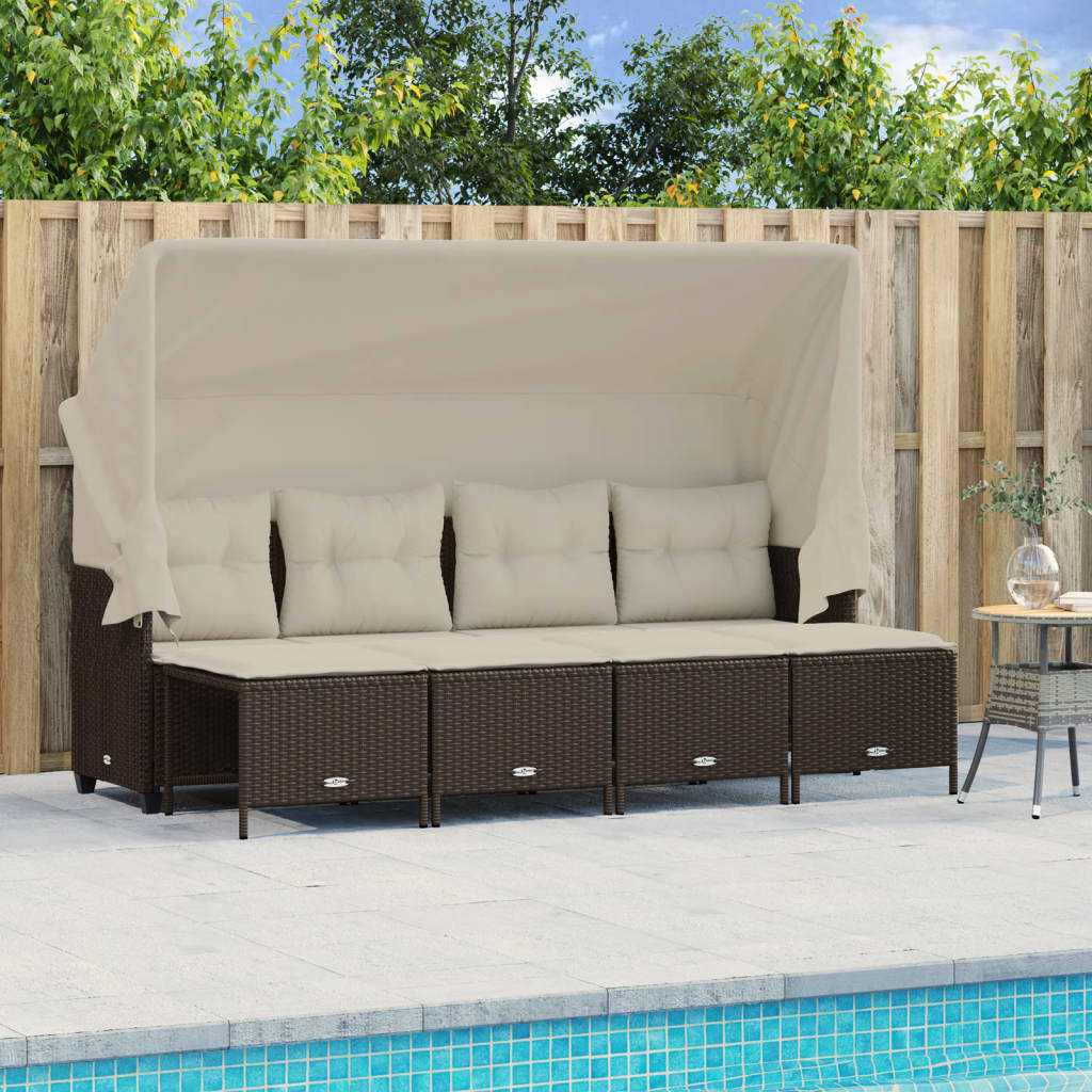 vidaXL 5-delige Loungeset met kussens poly rattan zwart