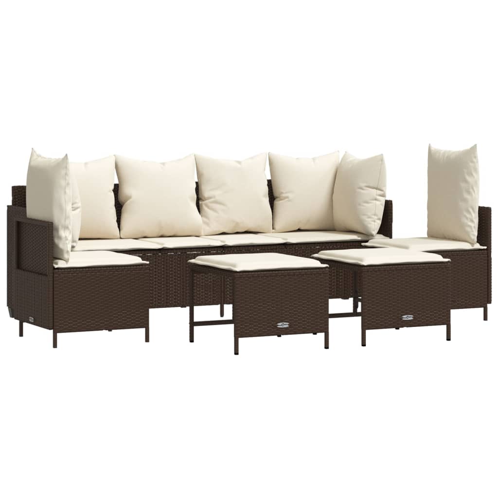 vidaXL 5-Piece Lounge Set with Cushions Poly Rattan Black