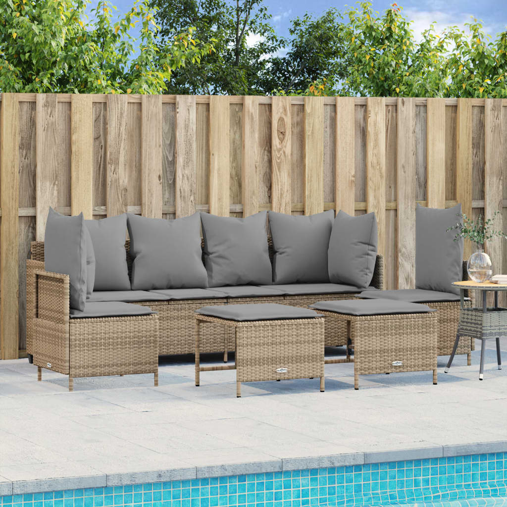 vidaXL 5-Piece Lounge Set with Cushions Poly Rattan Black