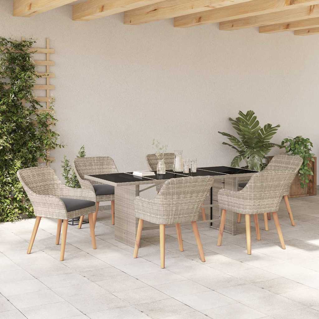 vidaXL Garden Dining Set 7 pcs Light Grey poly rattan