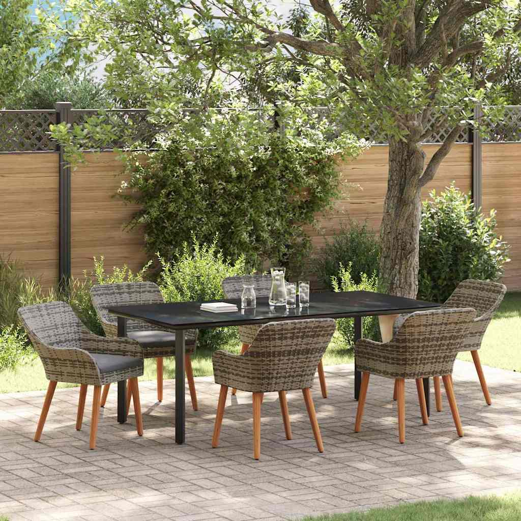 vidaXL Tuin Eettafel Set met kussen 3 pcs Zwart poly rattan