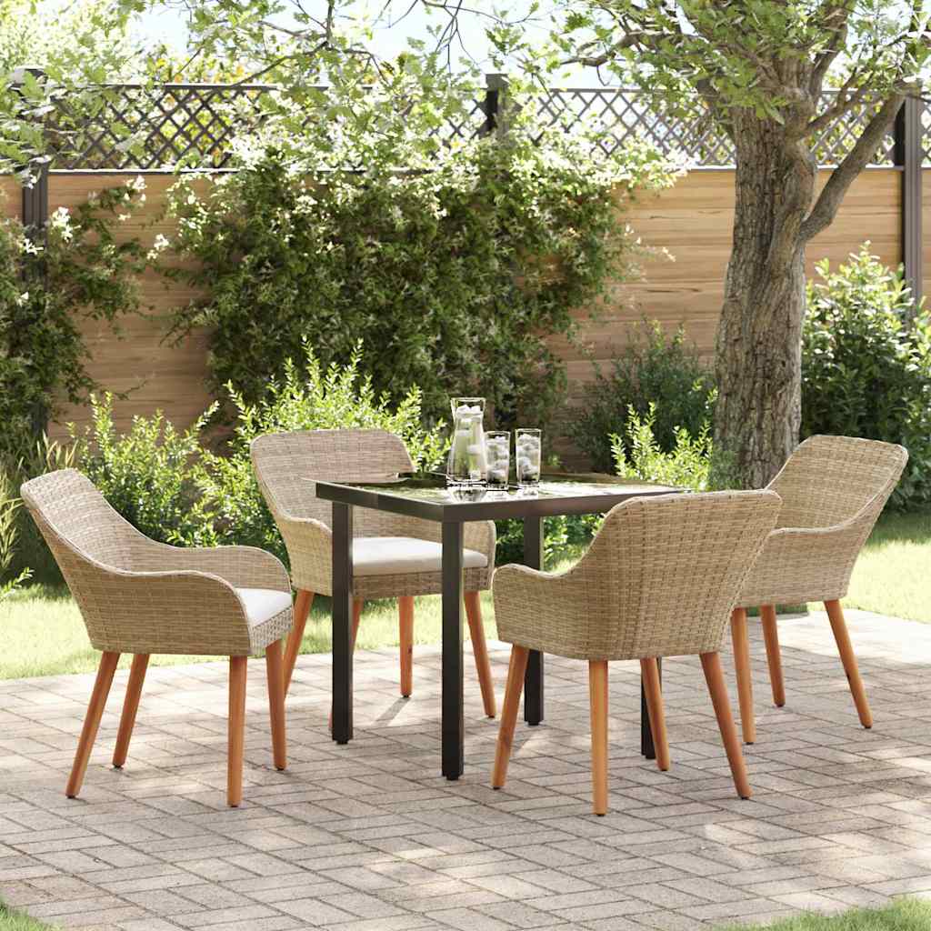 vidaXL Tuin Eettafel Set met kussen 3 pcs Zwart poly rattan