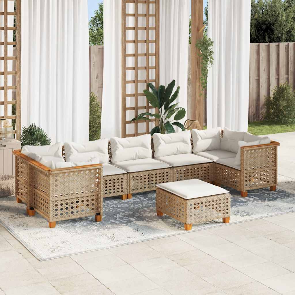vidaXL 8-delige Loungeset met kussens poly rattan zwart
