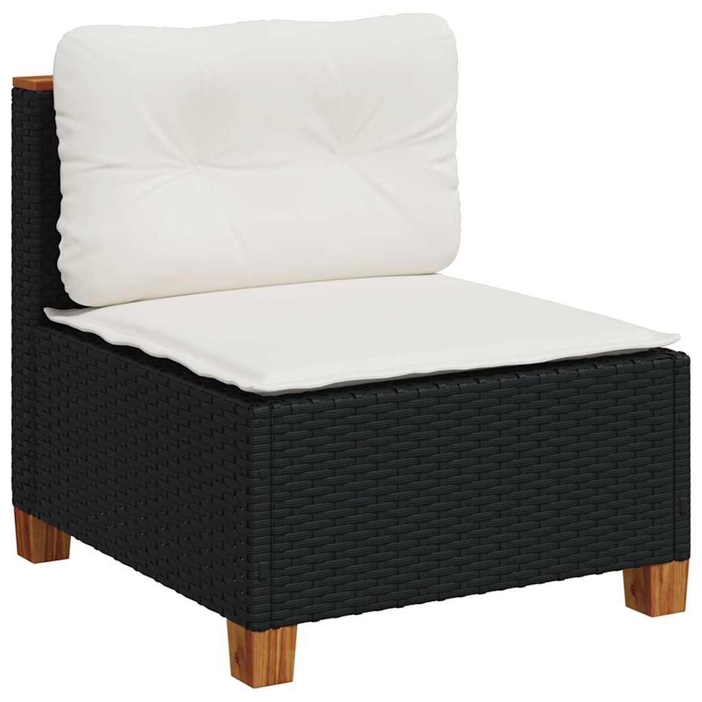 vidaXL 4-delige Loungeset met kussens poly rattan zwart