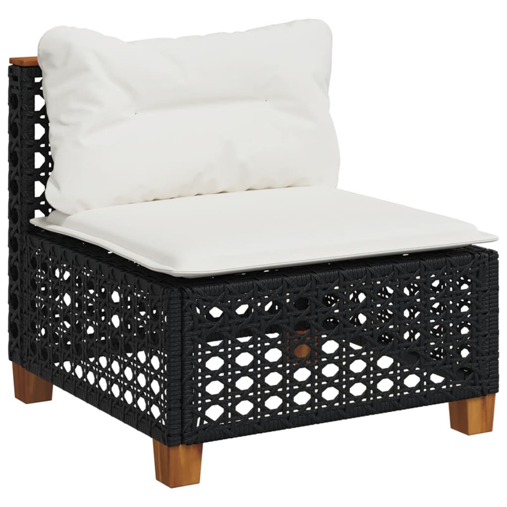vidaXL 6-Piece Lounge Set with Cushions Poly Rattan Black