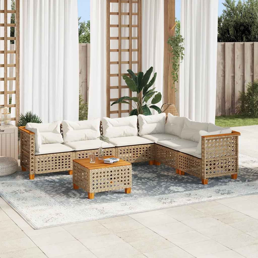 vidaXL 6-delige Loungeset met kussens poly rattan zwart