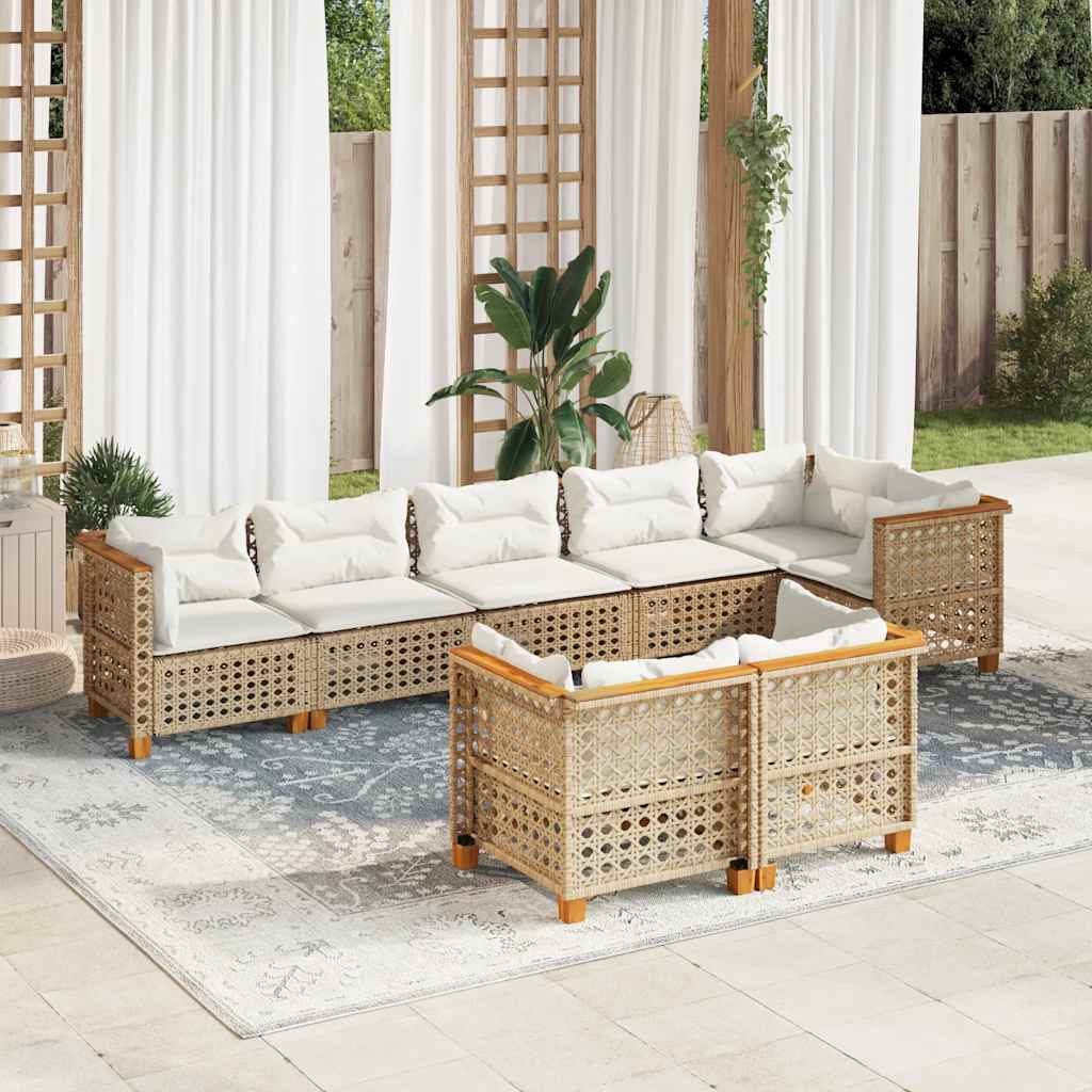 vidaXL 8-Piece Poly Rattan Lounge Set with Cushions Black