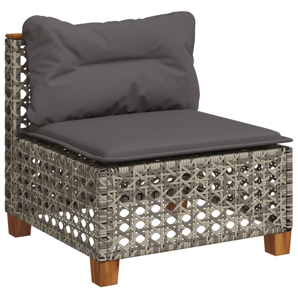 vidaXL 8-Piece Poly Rattan Lounge Set with Cushions Black