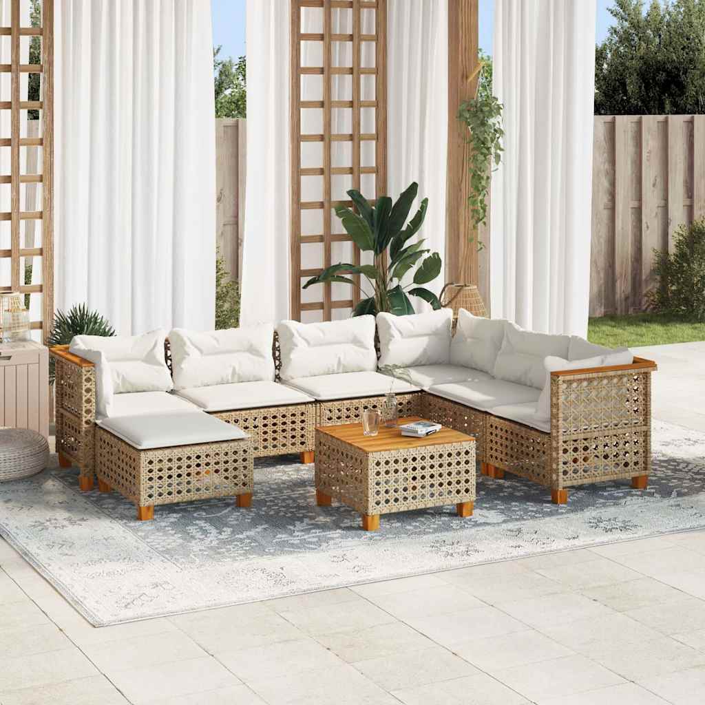 vidaXL 7-delige Loungeset met kussens poly rattan zwart