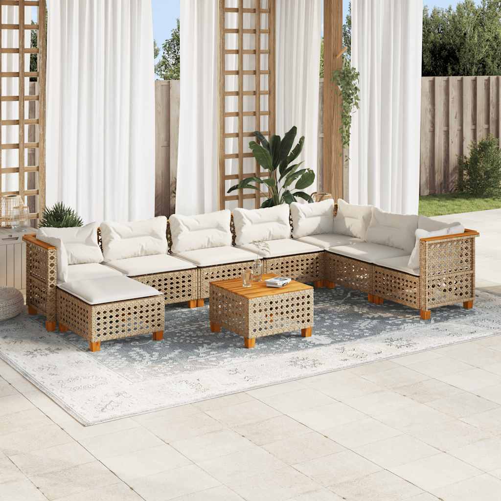 vidaXL 8-delige Loungeset met kussens poly rattan zwart
