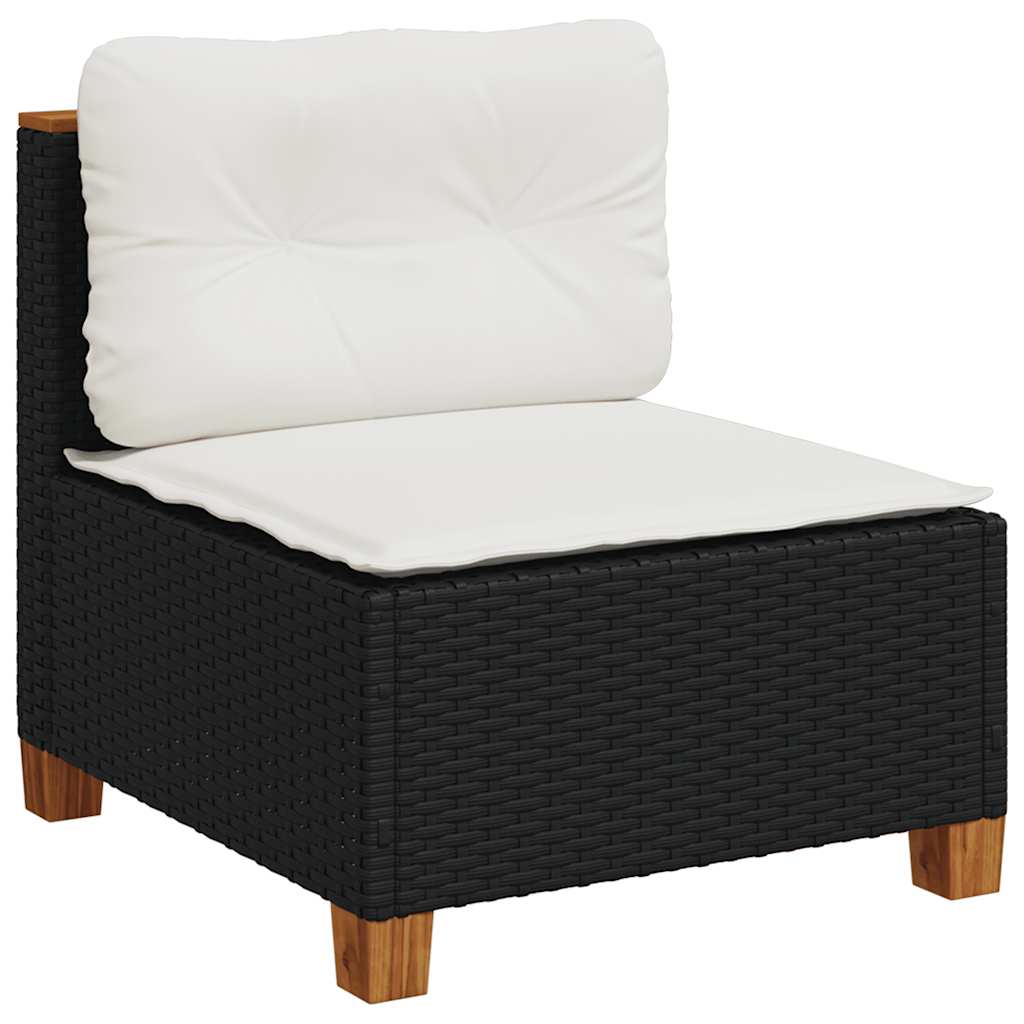 vidaXL 7-Piece Lounge Set with Cushions Poly Rattan Black