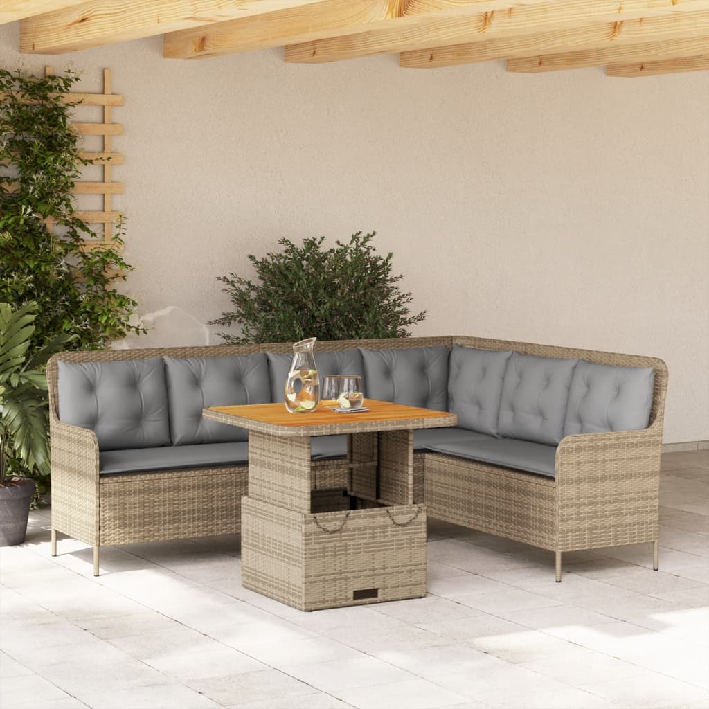 vidaXL 2-delige Loungeset met kussens poly rattan zwart