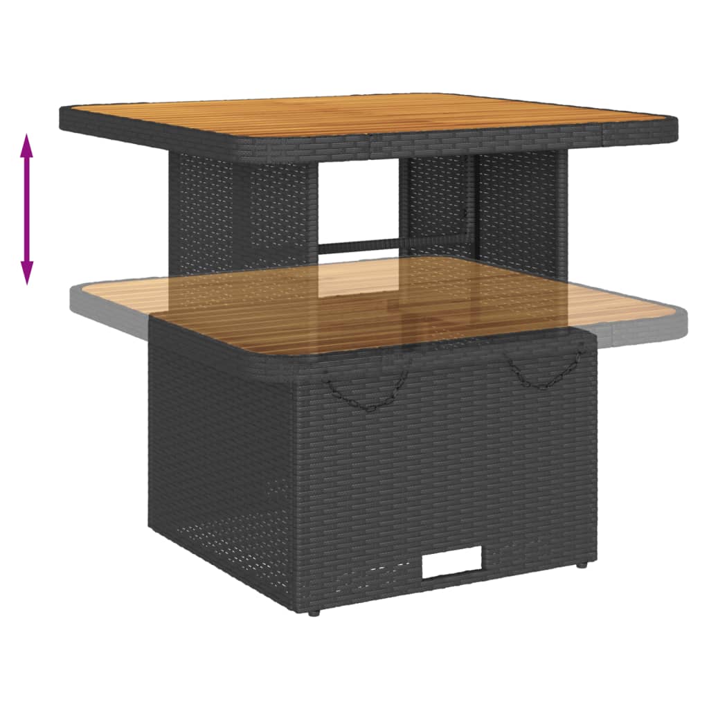 vidaXL 3-delige Loungeset met kussens poly rattan zwart