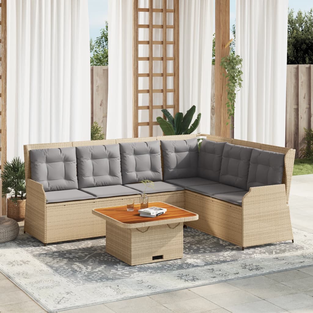 vidaXL 5-delige Loungeset met kussens poly rattan zwart