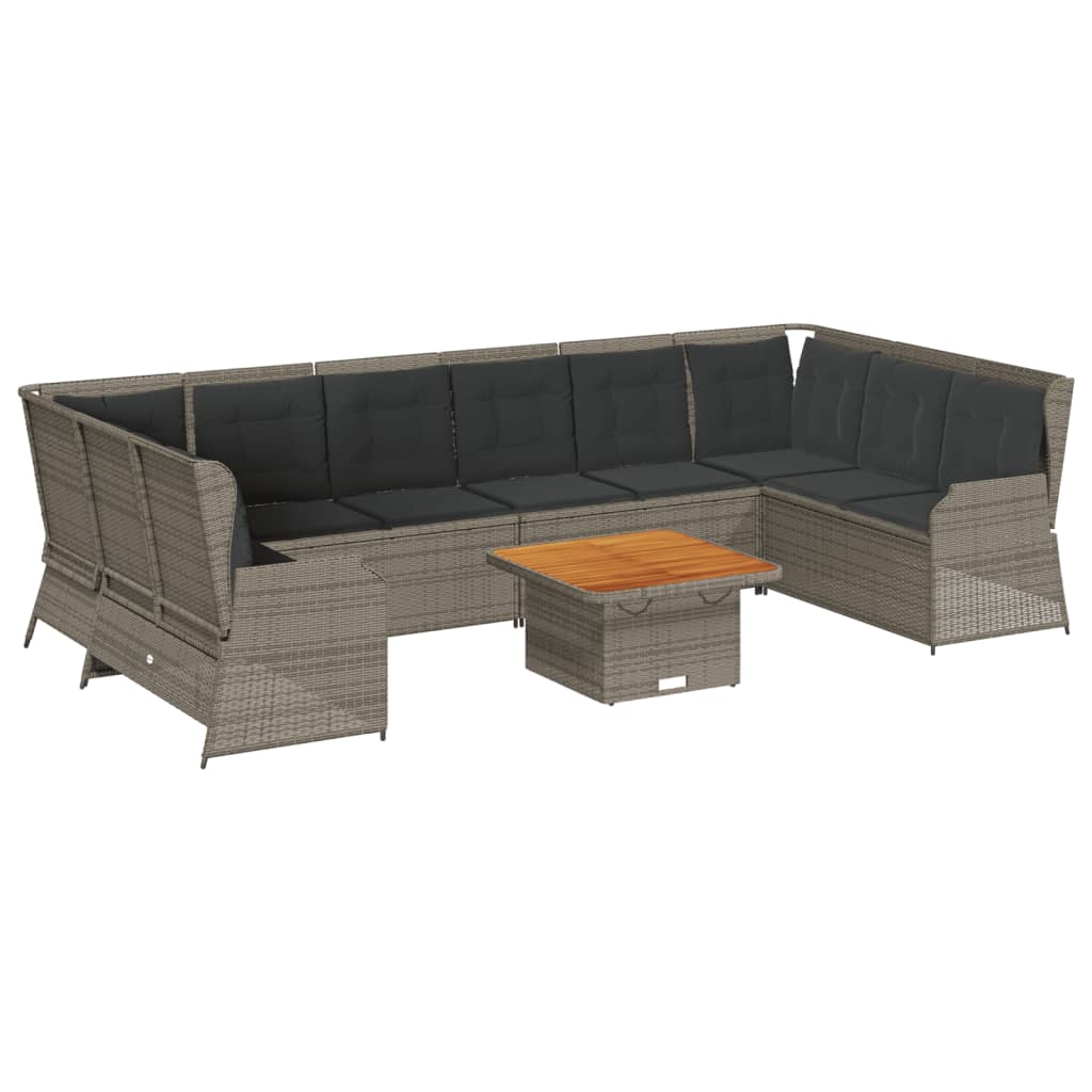 vidaXL 7-delige Loungeset met kussens poly rattan zwart