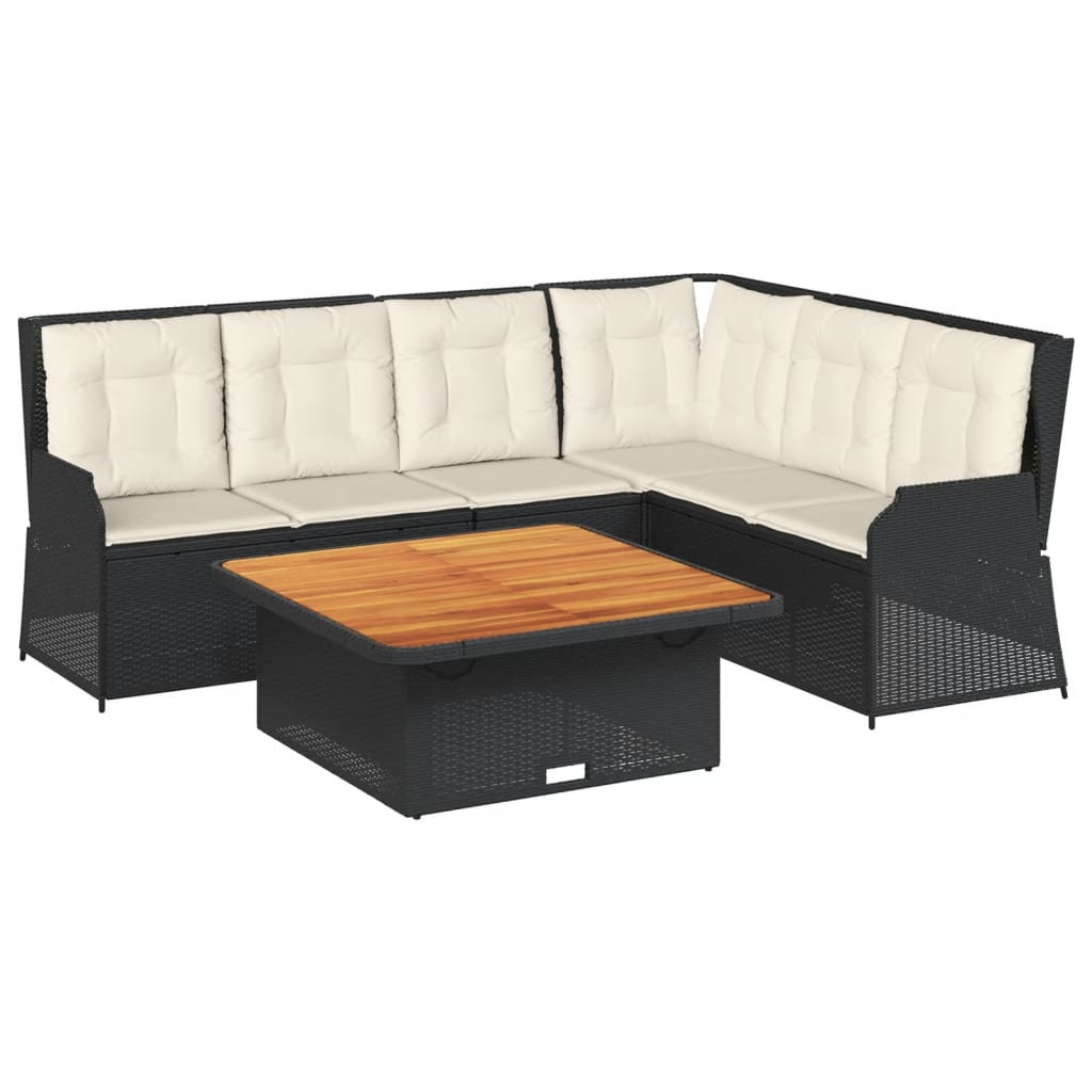 vidaXL 5-Piece Lounge Set with Cushions Poly Rattan Black