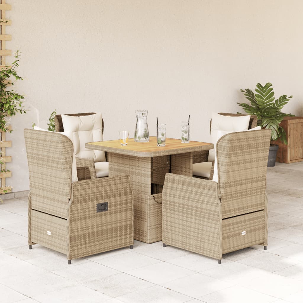 vidaXL 3-delige Bistroset met kussens poly rattan zwart
