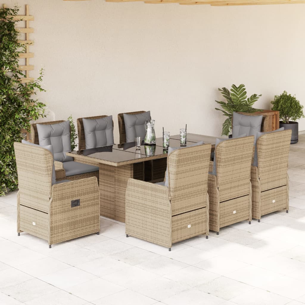 vidaXL 7-delige Tuinset met kussens poly rattan zwart