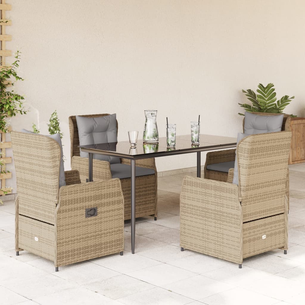 vidaXL 3-delige Tuinset met kussens poly rattan zwart