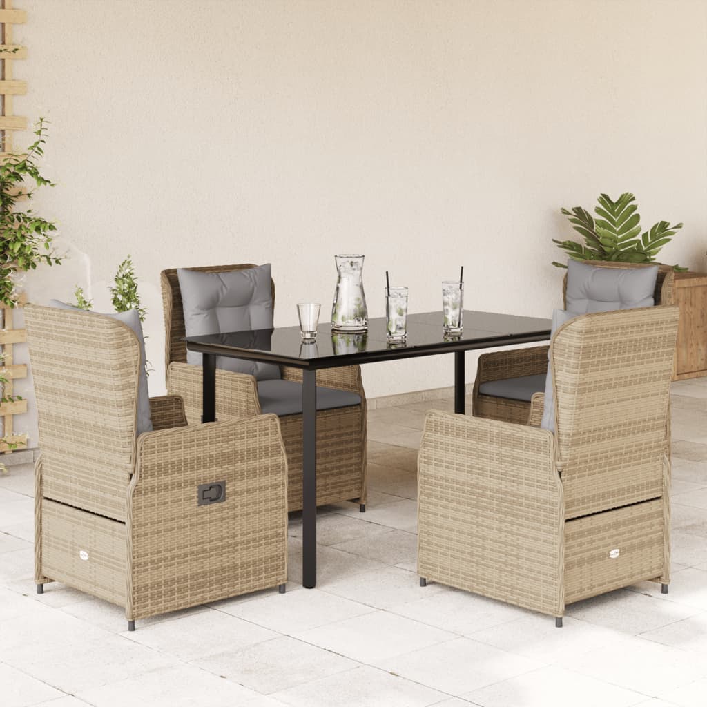 vidaXL 3-delige Tuinset met kussens poly rattan zwart