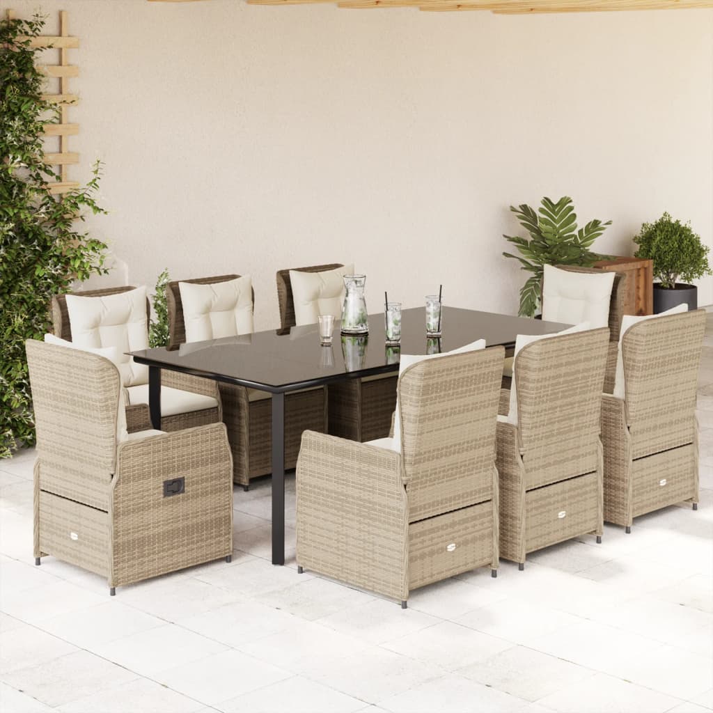 vidaXL 3-delige Tuinset met kussens poly rattan zwart
