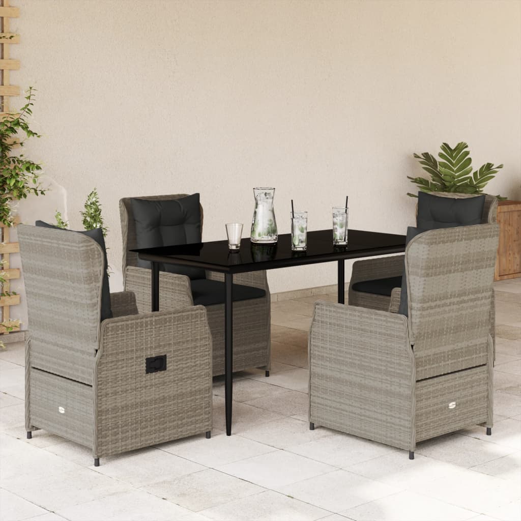 vidaXL 3-delige Tuinset met kussens poly rattan zwart