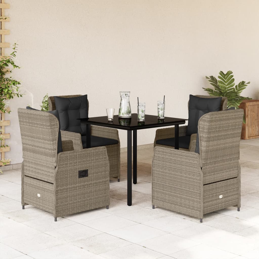 vidaXL 3-delige Tuinset met kussens poly rattan zwart