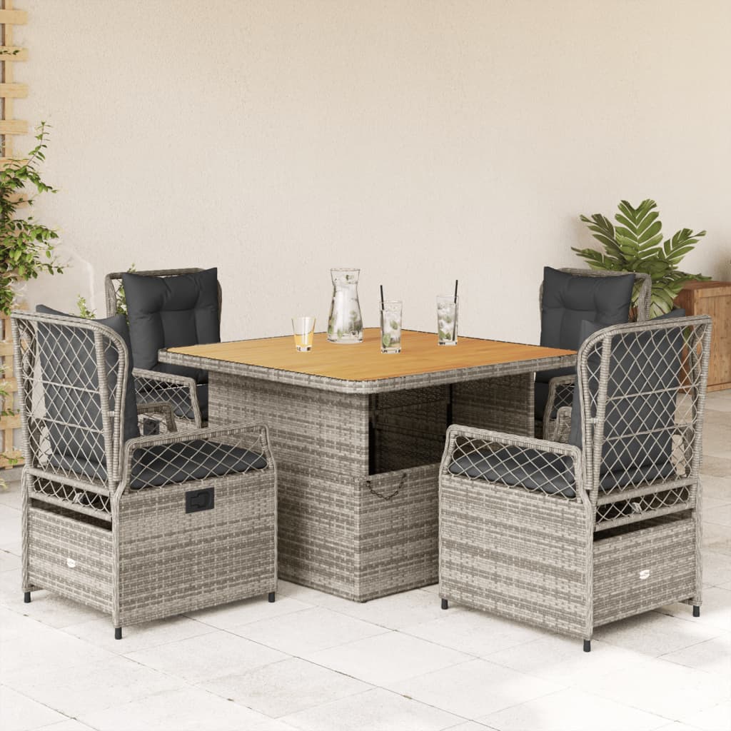 vidaXL 3-delige Tuinset met kussens poly rattan zwart