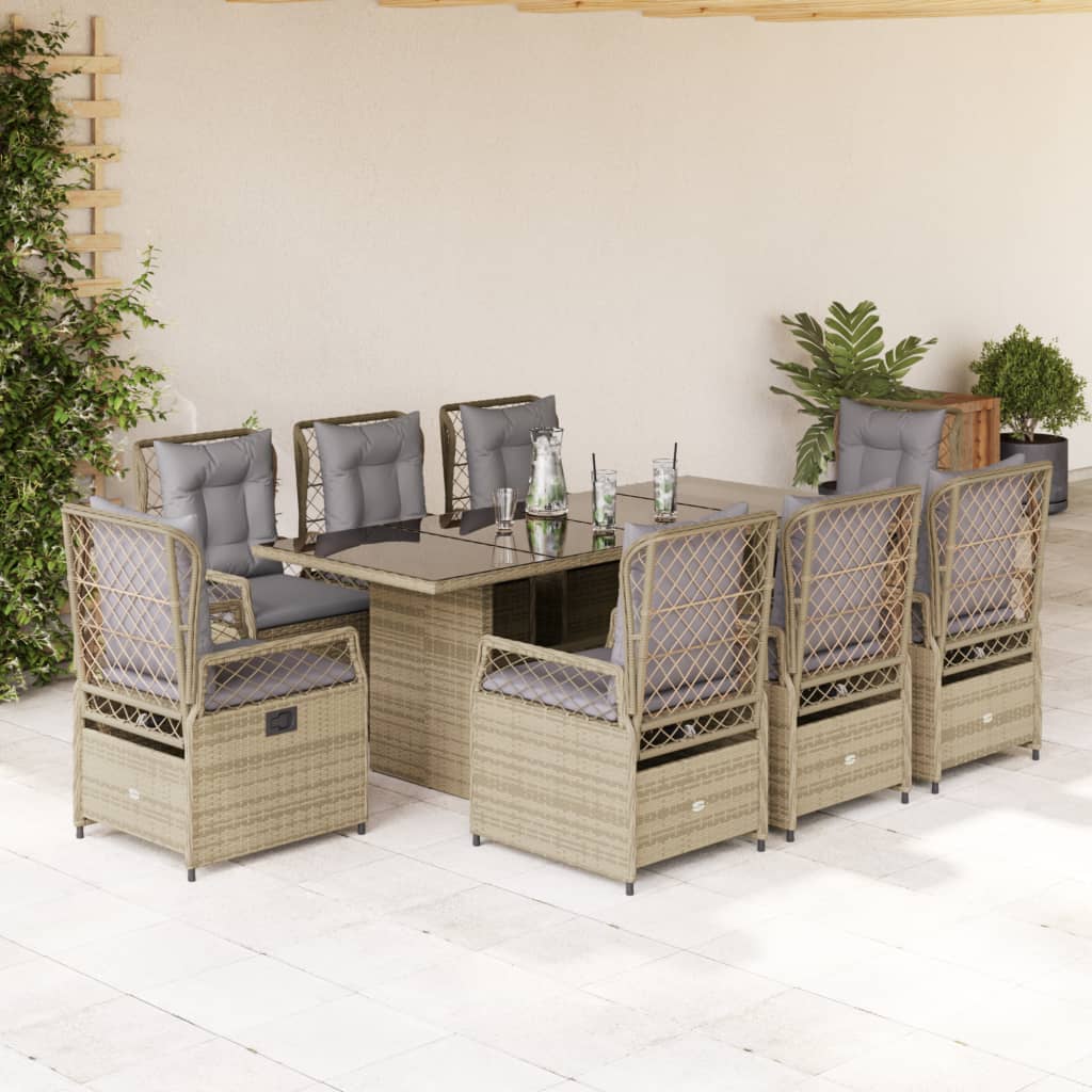 vidaXL 7-delige Tuinset met kussens poly rattan zwart