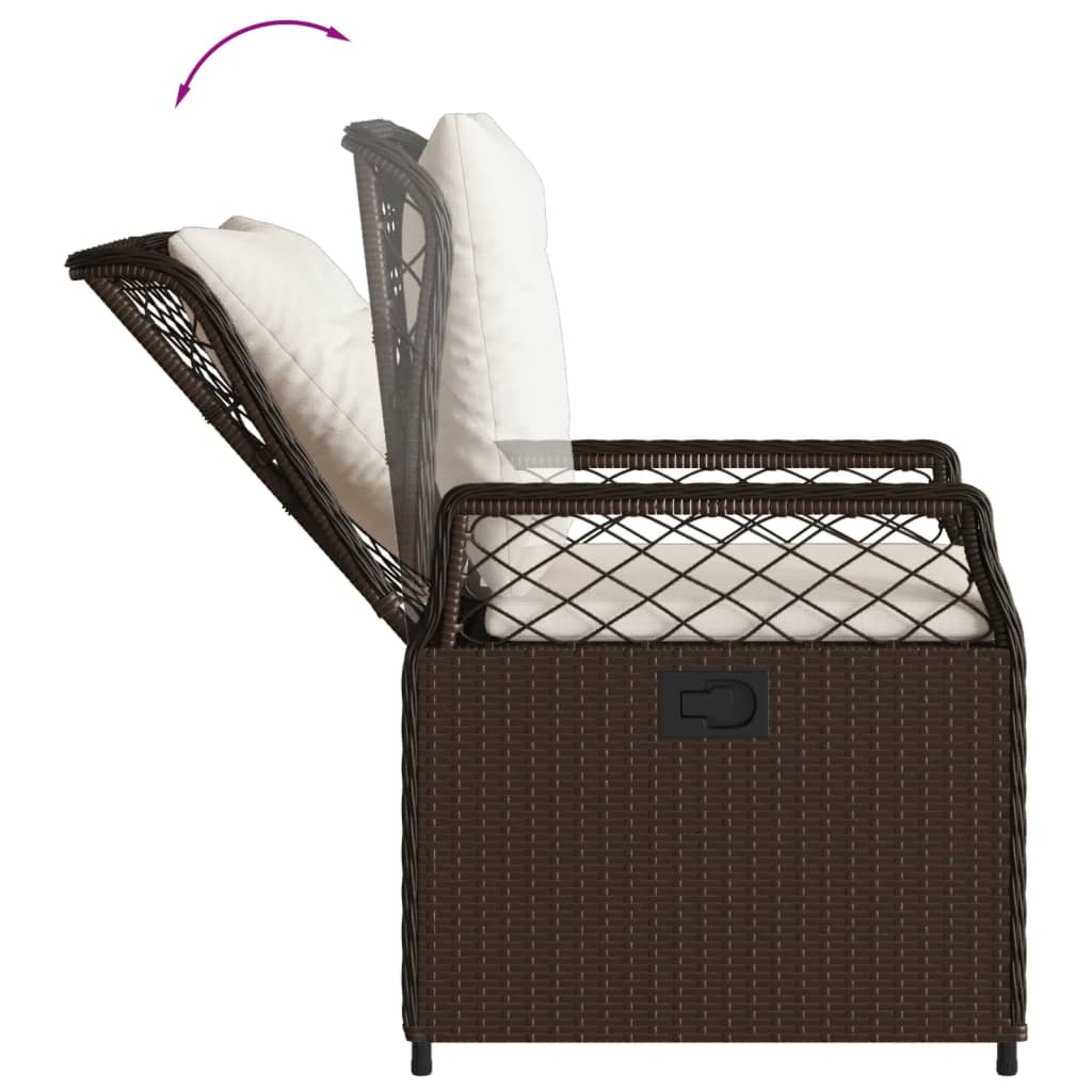 vidaXL 3-delige Tuinset met kussens poly rattan zwart