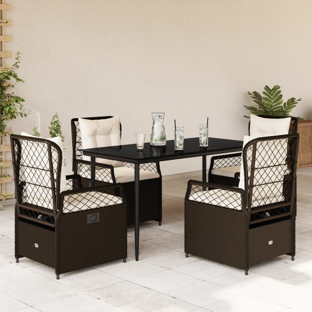 vidaXL 3-delige Tuinset met kussens poly rattan zwart