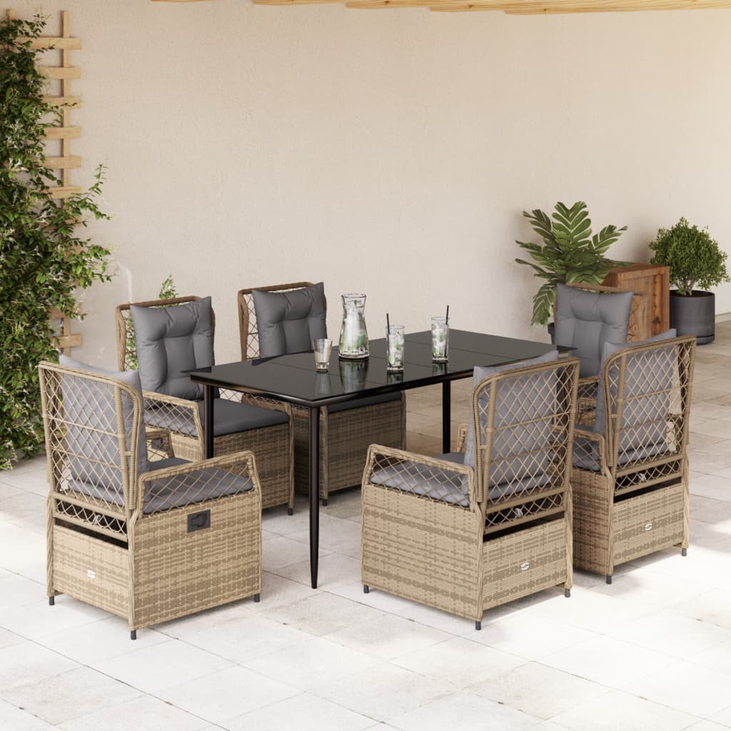 vidaXL 3-delige Tuinset met kussens poly rattan zwart