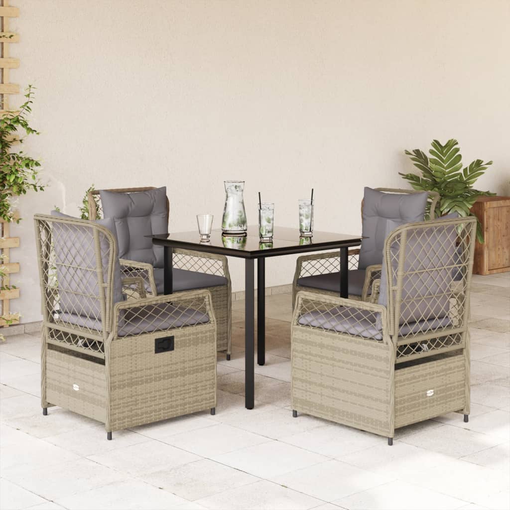 vidaXL 3-delige Tuinset met kussens poly rattan zwart