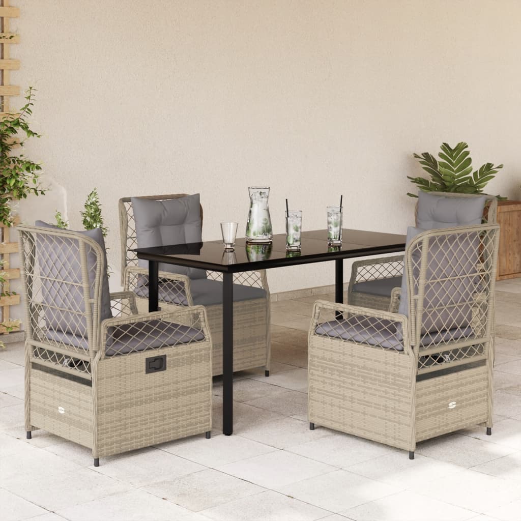 vidaXL 3-delige Tuinset met kussens poly rattan zwart