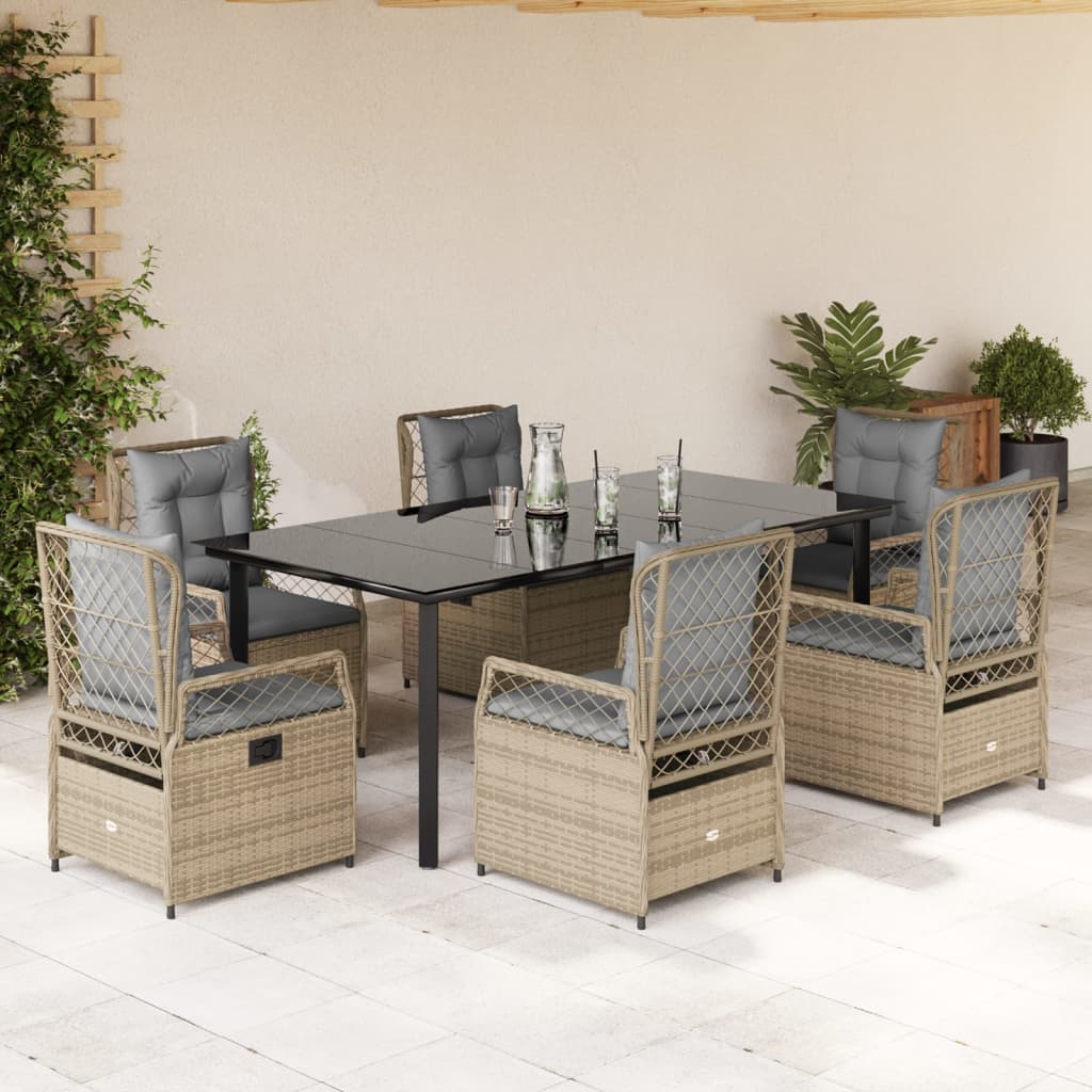 vidaXL 3-delige Tuinset met kussens poly rattan zwart
