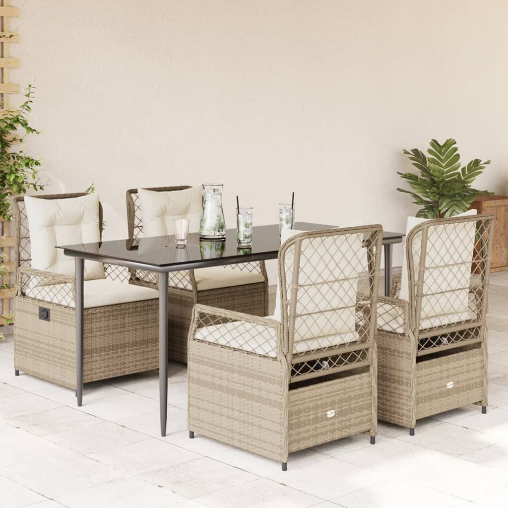 vidaXL 3-delige Tuinset met kussens poly rattan zwart
