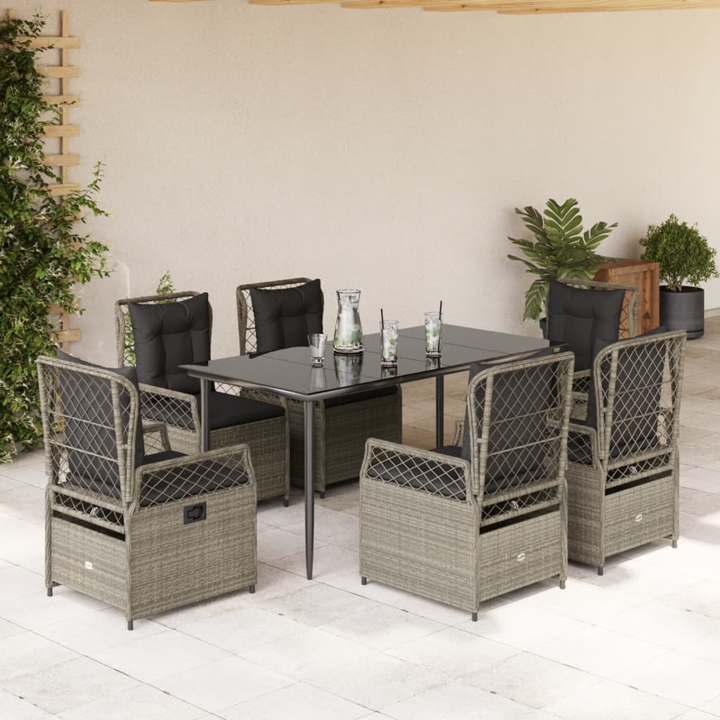 vidaXL 3-delige Tuinset met kussens poly rattan zwart