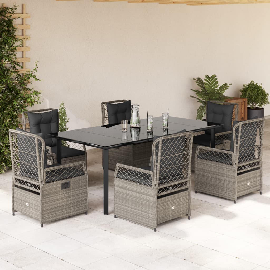 vidaXL 3-delige Tuinset met kussens poly rattan zwart