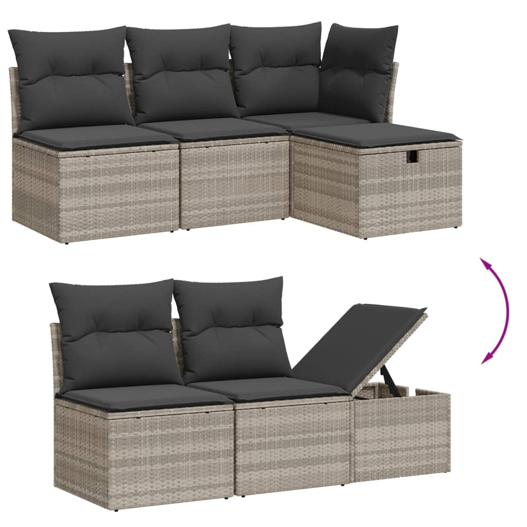 vidaXL 6-Piece Lounge Set with Cushions Poly Rattan Black