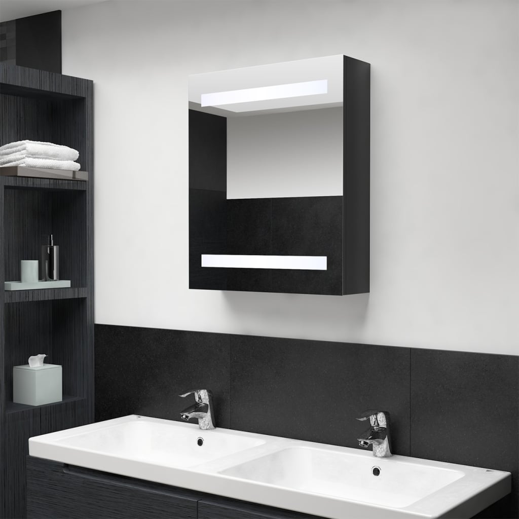 vidaXL Badkamerkast met spiegel en LED 50x14x60 cm betongrijs