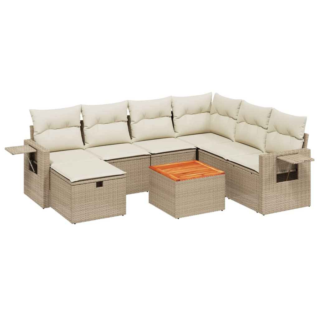 vidaXL 8-delige Loungeset met kussens poly rattan zwart