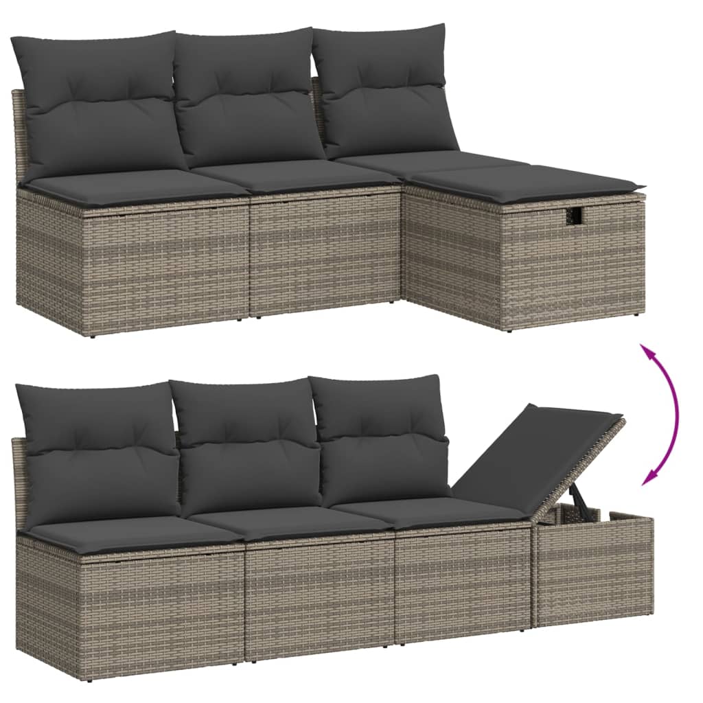 vidaXL 8-piece Lounge Set with Cushions Poly Rattan Black