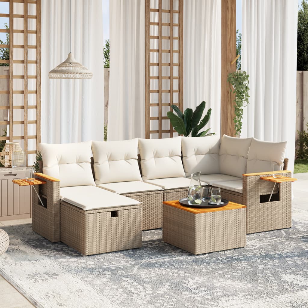 vidaXL 6-piece Lounge Set with Cushions Poly Rattan Black
