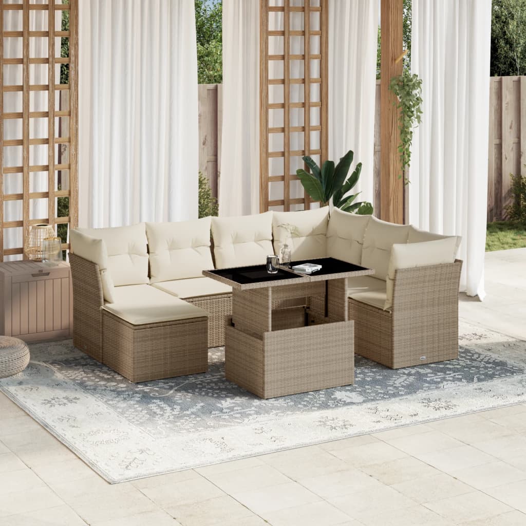 vidaXL 8-delige Loungeset met kussens poly rattan zwart