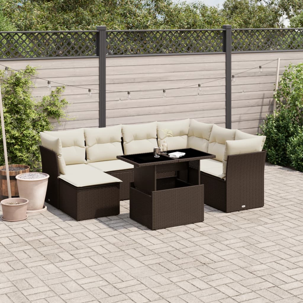 vidaXL 8-delige Loungeset met kussens poly rattan zwart