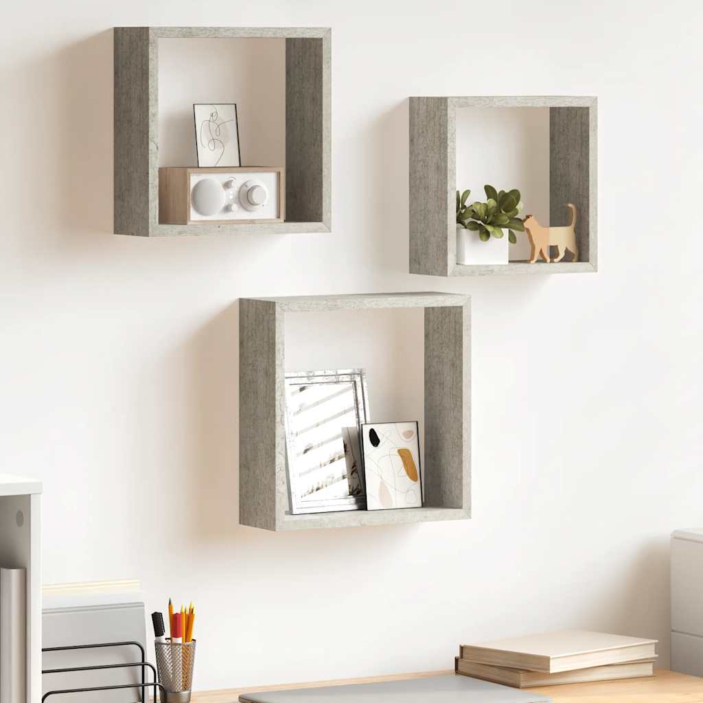 vidaXL Wandschappen kubus 3 st sonoma eikenkleurig