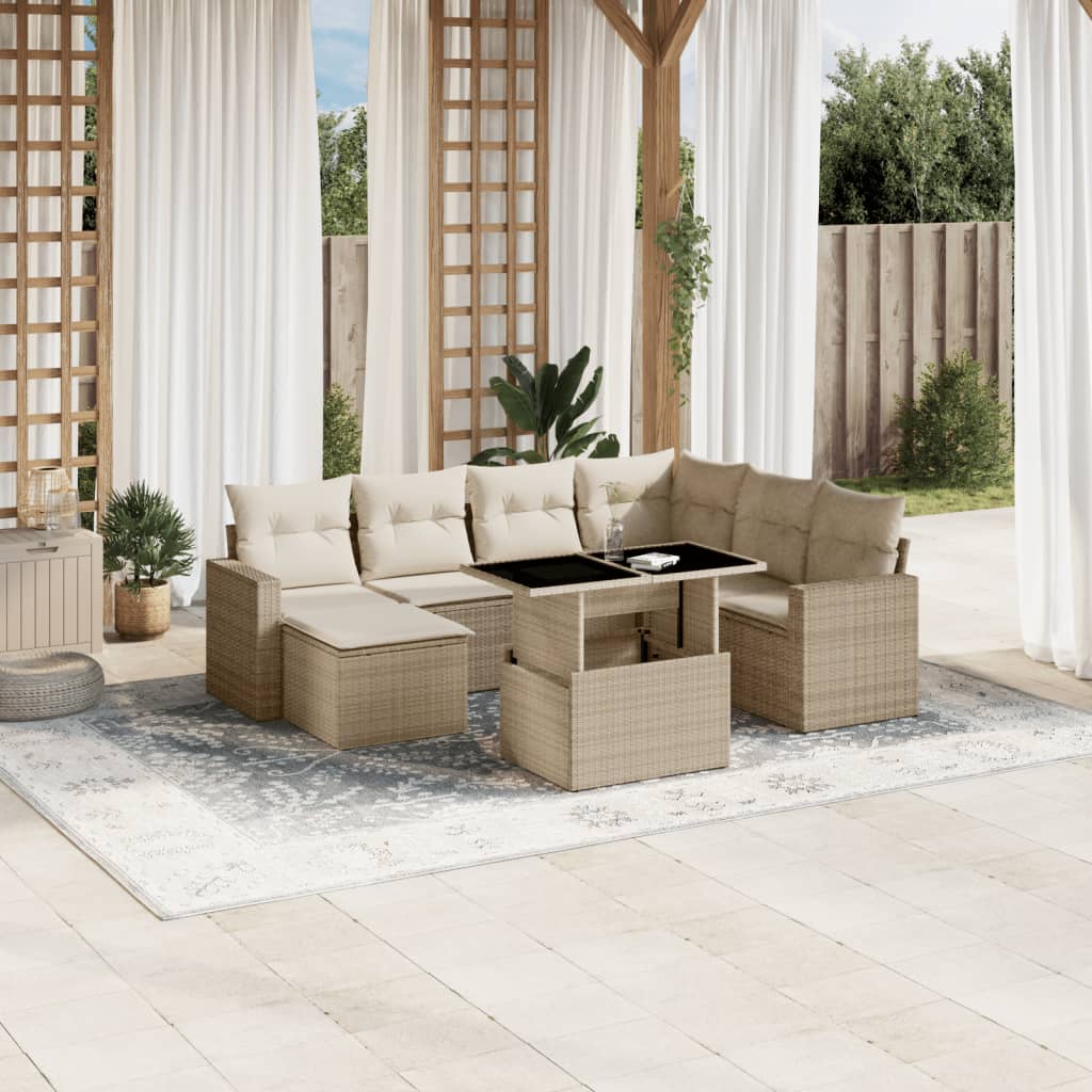 vidaXL 8-Piece Poly Rattan Lounge Set with Cushions Black