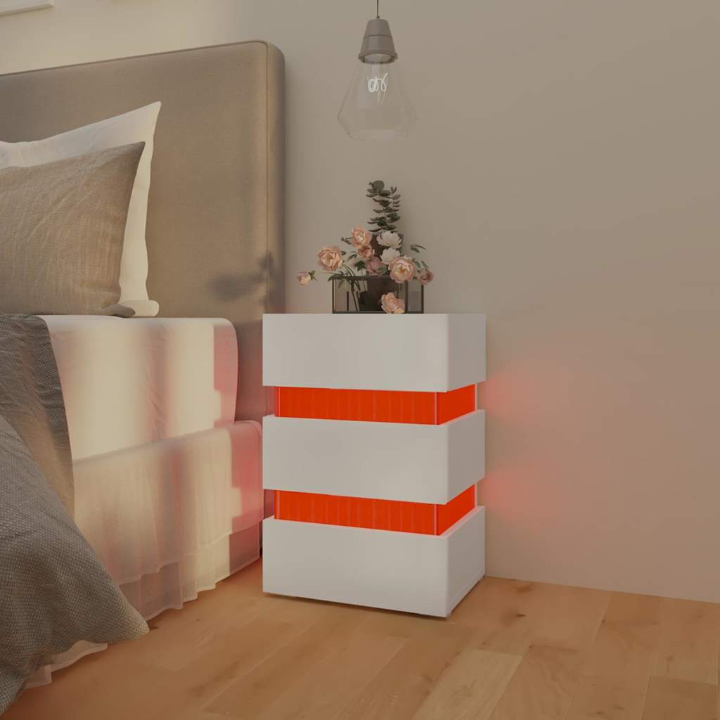 326846 vidaXL Nachtkastje LED 45x35x67 cm bewerkt hout wit