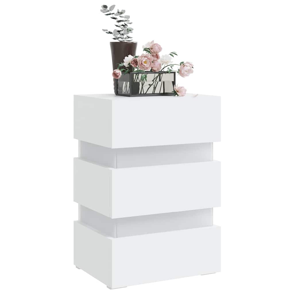 326846 vidaXL Nachtkastje LED 45x35x67 cm bewerkt hout wit